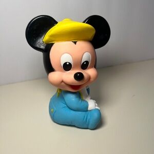 Vintage 1984 Disney Baby Mickey Mouse Squeeze Toy by ARCO Head Turns 6-24 Months